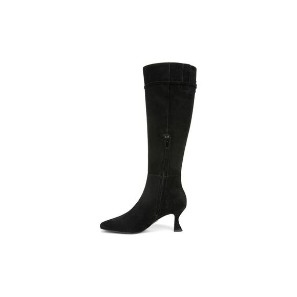 NEW Sam Edelman Women's 6.5 Lyla Black Suede Knee High Heel Boots WIDE CALF - Picture 2 of 12